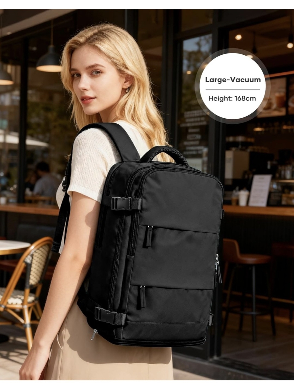 Women's Black Everyday Backpack - Sleek Urban Carry